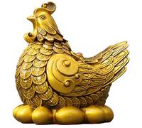 Hbbgdiy 5.5x3.9x5, 9 Pollici di Pollo in Ottone Dorato, Statua del Gallo di Feng Shui per buona Fortuna Ornamentale Desktop per la casa e L'Ufficio