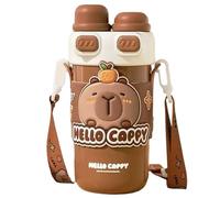 Hbbgdiy Bottiglia d'Acqua Capybara 540 ml in Acciaio Inossidabile Bottiglia d'Acqua graziosa con Paglia e Cinghia Regolabile Drink Kawaii per Viaggi scolastici per Bambini, caffè, caffè