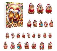 Hbbgdiy Calendario dell'avvento di Natale 2025 2D Acrilico Capybara Ornament Countdown Calendario 24pcs Animal Christmas Toys Christmas for Kids Friends Holiday Decoration