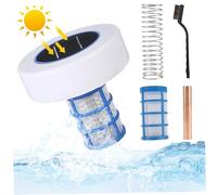 Hbbgdiy Purificatore d'Acqua Galleggiante ionizzatore con Piscina Solare con Spazzola, generatore di ioni a energia Solare per la riduzione del Cloro nelle Piscine Fuori Terra e intermedi