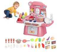 Hbbgdiy Set da Cucina per Bambini, 24 Pezzi, Set da Cucina per Bambini con Suoni, luci e Acqua, Utensili da e Cibo per dai 3 Anni in su, Batteria Non Inclusa