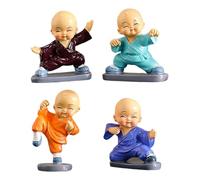 Hbbgdiy Set di 4 statuette di Buddha in resina, set di 4 mini statuette di Buddha in resina, simpatiche sculture di Buda meditazione, per decorazioni per interni, sala per meditazione yoga, mensola Z