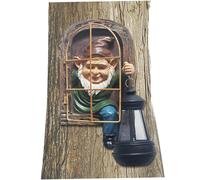 Hbbgdiy Set di gnomi da Giardino Fata capriccioso a energia Solare, Figurine della Faccia dell'albero Elfo con luci solari per Patio, Recinzione e Regali per Il lavori della casa