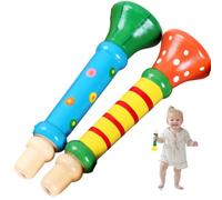 Hbbgdiy Set di trombe Giocattolo 2 Pezzi Piccoli Strumenti Musicali in Legno per Giochi di finzione per Bambini Carini e sicuri per Bambini Tromba a Tromba per Apprendimento precoce della Musica
