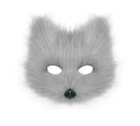 hbbhml Maschera da volpe e lupo, per Halloween, feste, cosplay, travestimenti, peluche, gatto, mezza faccia, carnevale, Natale