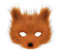 hbbhml Maschera da volpe e lupo, per Halloween, feste, cosplay, travestimenti, peluche, gatto, mezza faccia, carnevale, Natale