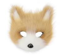 hbbhml Maschera di Mezza Faccia in Pelliccia di Animale, Lupo e Gatto, per Feste di Halloween, Costumi e Requisiti