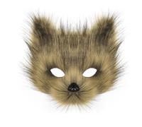 hbbhml Maschera Mezza Faccia in Pelliccia di Animale, Lupo e Gatto, per Costumi di Halloween, Feste e Requisiti di Carnevale