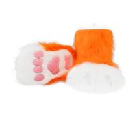 hbbhml Pelliccia sintetica Scarpe Animale Gatto Volpe Zampa Pantofole Fursuit Peluche Fuzzy Fluffy Caldo Artiglio Stivali Costume Accessori, arancione2., Taglia unica