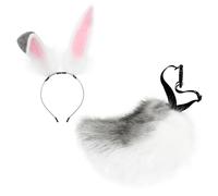 hbbhml Set di accessori per costume con orecchie da coniglietto in finta pelliccia, per Pasqua, Halloween, feste, Grigio scuro02, taglia unica