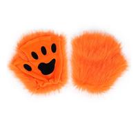 hbbhml Simpatici guanti da zampa di gatto, pelosi, senza dita, gattino, volpe, artiglio, animale, guanto artiglio animale, costume di Halloween, Natale, cosplay, arancione, Taglia unica