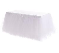 HBBMAGIC HBB Magic Bianco Gonna da Tavolo in Tulle, Gonne da Tavolo in Tulle Fai-da-Te da 2,75 m per Feste di Compleanno Matrimonio Baby Shower Battesimo Brial Shower