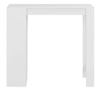 HBBMGYD Tavolo da bar con ripiano bianco 110x50x103 cm | 3 strati, legno ingegneristico, 2 gambe robuste, supporto laterale, piccoli appartamenti