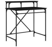HBBMGYD Ufficio industriale Nero Chene 80x50x90 cm Legno Composito | Vassoio liscio -macchie, ripiani stoccaggio, gambe in acciaio cilindrici, telaio in metallo robusto, fissaggio a parete