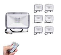 HBBursts Landscape Lamp Decoration 20W,16 Colors RGB LED Floodlight with Remote Control IP65 Waterproof Outdoor Security Lights for Yard Garden Playground(6 Packs)
