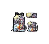 (HBCS800CGK) Set di zaini per la scuola dei bambini alla moda Nightmare Before Christmas, set da 3 pezzi,