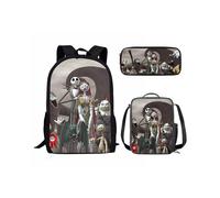 (HBCS801CGK) Set di zaini scolastici per bambini alla moda The Nightmare Before Christmas, 3 pezzi