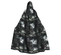 HBDVHZ Mantello con cappuccio con stampa di nave pirata vecchia nave nel mare per adulti, mantello di carnevale, costume in maschera, unisex
