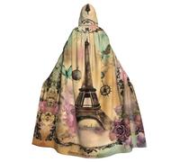 HBDVHZ Mantello con cappuccio con stampa Torre Eiffel di Parigi per adulti, mantello di carnevale, costume in maschera, unisex