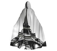 HBDVHZ Mantello con cappuccio nero con stampa Torre Eiffel Parigi per adulti, mantello di carnevale, costume in maschera, unisex