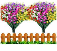 HBell 10 fiori artificiali per esterni piante artificiali in plastica resistenti ai raggi UV non sbiadiscono fiori finti per interni ed esterni piante da appendere casa giardino portico (multi)