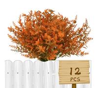 HBell 12 fasci di fiori artificiali autunnali, non sbiadiscono, piante finte per interni ed esterni, per Ringraziamento, Halloween, Natale, matrimoni, feste, casa, giardino, decorazione (scuro)