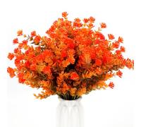 HBell 12 fiori artificiali autunnali, fiori artificiali autunnali, resistenti ai raggi UV, arbusti finti per autunno, casa, giardino, veranda, decorazione del Ringraziamento e Halloween