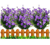 HBell 12 fiori artificiali per esterni piante artificiali in plastica resistenti ai raggi UV non sbiadiscono fiori finti per interni ed esterni piante da appendere casa giardino portico (viola)