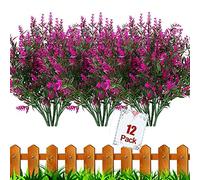 HBell - 12 mazzi di fiori artificiali per esterni, resistenti ai raggi UV, in finta plastica, per interni ed esterni, da appendere, per giardino, veranda, finestra, fattoria, decorazione (fucsia)