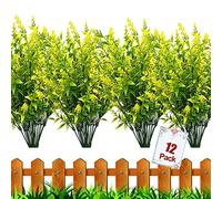 HBell - 12 mazzi di fiori artificiali per esterni, resistenti ai raggi UV, in finta plastica, per interni, esterni, piante da appendere, veranda, finestre, casa, fattoria, colore: giallo