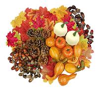 HBell Set di 172 zucche artificiali per Halloween, mini pigne finte con foglie d'acero, ghiande, decorazioni autunnali, per autunno, Natale, matrimoni, casa, decorazione da tavolo