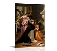 HBEOOP Stampa artistica da parete su tela, motivo: Diego Velázquez (tentazione di San Tommaso d'Aquino), decorazione per la casa, 50 x 75 cm