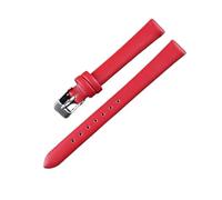 HBGRVCKS Cinturino for orologio in vera pelle da 8 10 12 14 16 18 20 22 24 mm, cinturino unisex, accessori for orologi(Red-silver buckle,12mm)