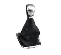 HBGURM Pomello Leva Cambio Small Frame Pomello Del Cambio A 5/6 Marce Con Cuffia E Rivestimento In Pelle Per Ford Per Focus 2 MK2 2004-2008(Silver 6 Speed)