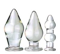 HBHYU Super Grande Vetro BDSM Plug Anale Dildo XXL Palla Anale Dilatador Enorme Butt Plug in Vetro Trasparente Perline Anali Giocattoli Del Sesso Anale for Donne Uomini Gay(B)