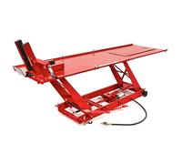 HBM ponte sollevatore per moto 220 x 67 cm, idraulico, pneumatico, rosso