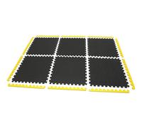 HBM Set di piastrelle per pavimenti EVA per la protezione del pavimento 6 pezzi, nero, giallo