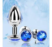 HbM1-3 Pezzi In Acciaio Inossidabile Blue Liscio Al Tatto Dietro Ḁnâlé Ṕlūg Ða donna uomo set vìbraňte accìaìô côÐa graňÐì Ðì vôlpê silicone aňal bůtt largê man kit mêtallô vìbrazìonì pìccôlô