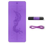 HBMAT - Tappetino da yoga con linea di posizione, antiscivolo, in TPE, con cinghia elastica e borsa per tappetino, ecologico, spessore 6 mm, tappetino da allenamento per yoga, pilates e esercizi a pavimento, 182,9 x 66 cm, Raissa metallizzate