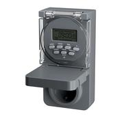 HBN - Timer digitale programmabile con presa esterna, 8 programmi di accensione settimanale con funzione casuale, IP44 presa timer per decorazioni natalizie, pompe per piscine, illuminazione da