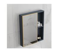 HBOOMOEM Armadietto A Specchio Portaoggetti WC,Mobiletto A Muro Specchiera Moderno con Ante,Contenitore A Doppio Strato, Adatto A Bagni, Lavanderie E Servizi Igienici.(Blue,Ordinary_55*60 * 11CM)