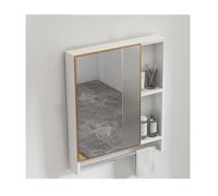 HBOOMOEM Armadietto A Specchio Portaoggetti WC,Mobiletto A Muro Specchiera Moderno con Ante,Contenitore A Doppio Strato, Adatto A Bagni, Lavanderie E Servizi Igienici.(White,with Rod_55*60 * 11CM)