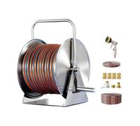 HBOOMOEM Avvolgitubo da Giardino in Acciaio Inossidabile，Carrello for Tubo in Acciaio Inossidabile，Adatto for L'Irrigazione del Giardino, Il Lavaggio Dell'Auto E Il Prato.(Shower Type,40m)