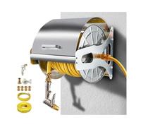 HBOOMOEM Avvolgitubo da Giardino Portatile,Avvolgitubo in Metallo, Metallo Montato A Parete/Pavimento,con Manovella E Copertura Antipolvere, Adatto for Cortili.(with Cover,30m)