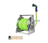 HBOOMOEM Avvolgitubo in Metallo Resistente，Acqua Avvolgitubo da Giardino in Acciaio Inossidabile，Adatto for L'Irrigazione del Giardino E Il Lavaggio Dell'Auto.(Green,27.5 * 30 * 36CM_30M)