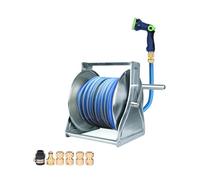 HBOOMOEM Avvolgitubo in Metallo Resistente，Acqua Avvolgitubo da Giardino in Acciaio Inossidabile，Adatto for L'Irrigazione del Giardino E Il Lavaggio Dell'Auto.(Blue,27.5 * 30 * 36CM_25M)