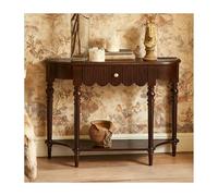 HBOOMOEM Consolle A Mezzaluna Con Cassetto，Tavolo Moderno Della Console Del Suolo Di Mezza Luna，Adatto A Piccoli Spazi, Applicabile A Soggiorni, Ingressi E Ingressi.(Walnut,110 * 30 * 90CM)