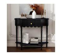 HBOOMOEM Consolle A Mezzaluna Con Cassetto，Tavolo Moderno Della Console Del Suolo Di Mezza Luna，Adatto A Piccoli Spazi, Applicabile A Soggiorni, Ingressi E Ingressi.(Black,110 * 30 * 90CM)