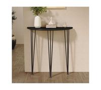 HBOOMOEM Consolle A Mezzaluna In Legno，Tavoli Da Ingresso Semicircolari，Dotato Di Gambe Di Supporto Triangolari In Ferro, Adatto Per Ingressi, Foyer E Corridoi.(Black,100 * 25-90CM)