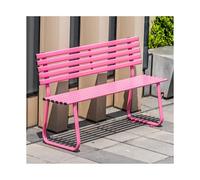 HBOOMOEM Panca da Esterno, Panca da Giardino da Esterno, Dotato di Una Struttura in Ghisa Dall'Elevata Capacità di Carico, è Adatto a Giardini, Cortili E Prati.(Pink,With Backrest)